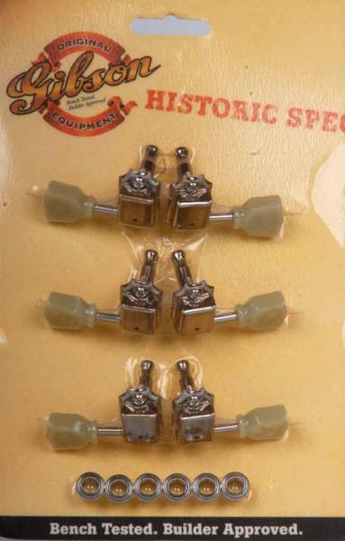 Gibson Guitar Historic Tuner Set, Vintage Style, Nickle, PMMH-040